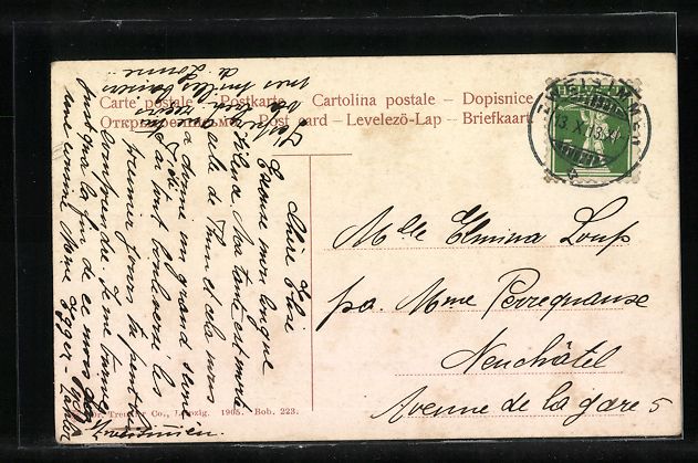 Cartoline postali: AK Lenk, Ortspartie mit Kirche, 1913 – Usato da Berlin venduto da bartko-reher 1
