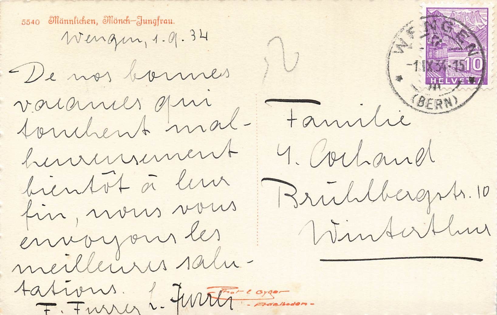 Cartoline postali: Männlichen Monch Jungfrau – Usato da Biasca venduto da Blenio71 1