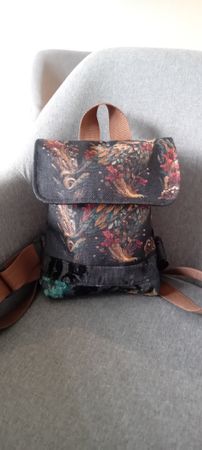 kleiner Rucksack mit Eulenmuster und Blumen,handarbeit