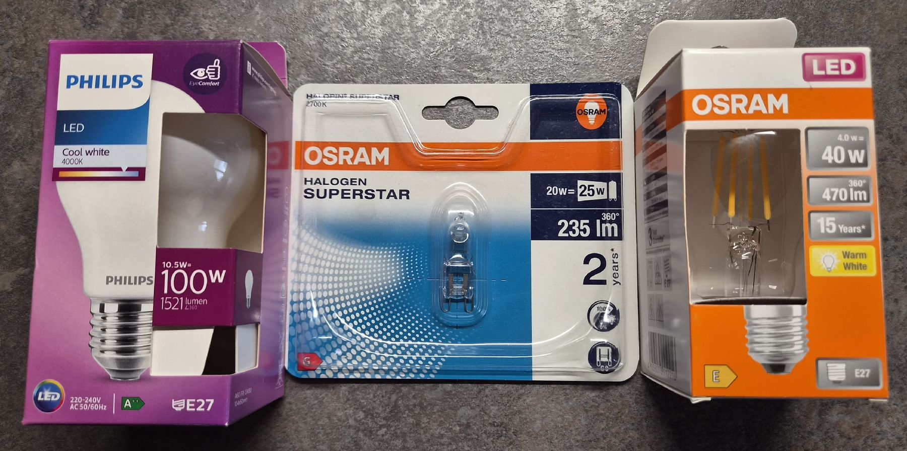 Lampadari & plafoniere: 3er-Set Leuchtmittel Philips & Osram (LED & Halogen)  – Nuovo e nell'imballaggio originale da Niedergampel venduto da Zur_N