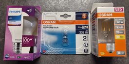 3er-Set Leuchtmittel Philips & Osram (LED & Halogen) 