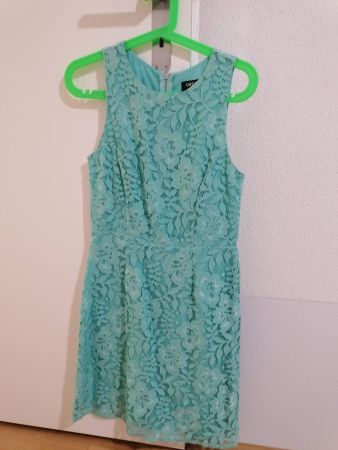 Knielanges Spitzenkleid türkis, Gr. 34