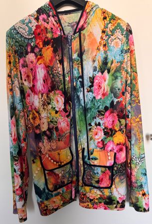 Kapuzenjacke Blumenprint Reißverschluss Gr. XL=110 cm, Top