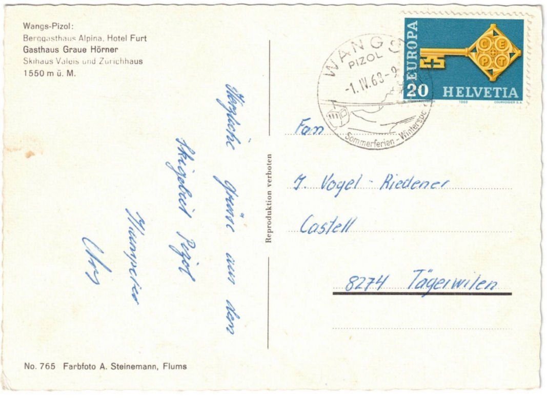 Cartoline postali: Wangs - Skilift & Gondelbahn – Usato da Binningen venduto da Mountainrider 1