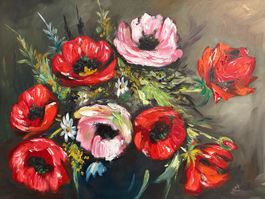 91cmbreitx81cmhoch / Ölgemälde, hübsches Blumenstillleben