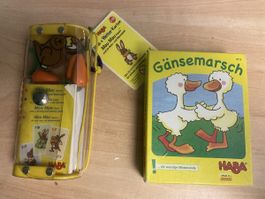 2 Haba Oster Spiele-Set: Gänsemarsch + Mau Mau Häschen