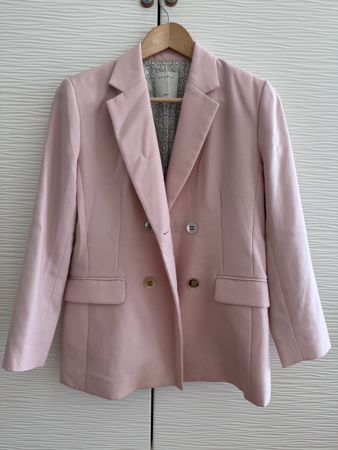 Blazer Sandro rose poudre, double boutonnage