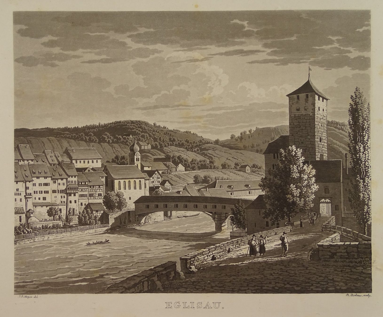 Incisioni: EGLISAU, AQUATINTA 1845 – Usato da Grüningen venduto da Kartensammler