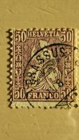 Timbre Helvetia 50 centimes oblitéré état correct