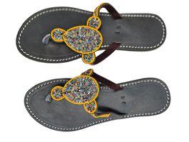 Handgemachte Leder-Sandalen - Gelb-mulitcolour 39 🔥 50%