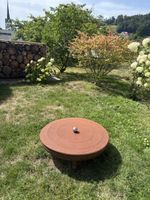 Feuerschale Garten mit Deckel Metall Rostoptik Rund