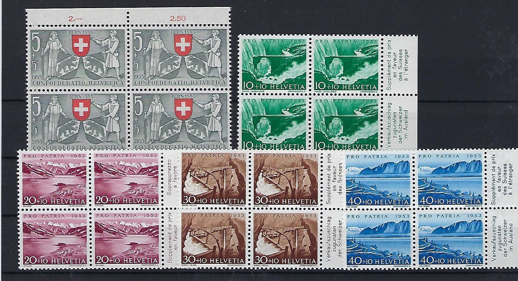 Tutti i francobolli: Pro Patria Viererblocks 1953 postfrisch     14711 – Usato da Lunden venduto da Animus999