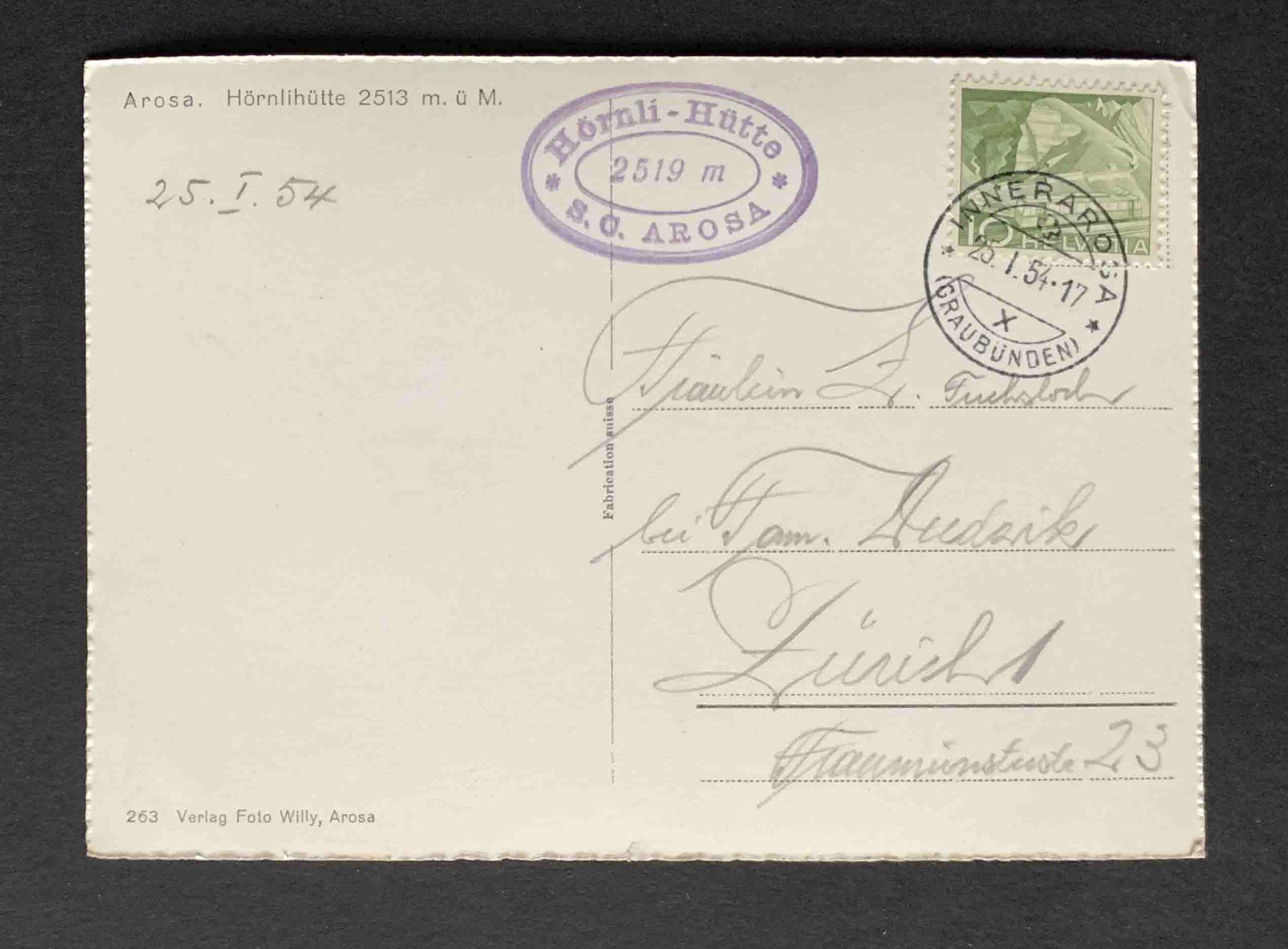 Cartoline postali: AK Arosa Hörnlihütte – Usato da Goldau venduto da artelier1 1