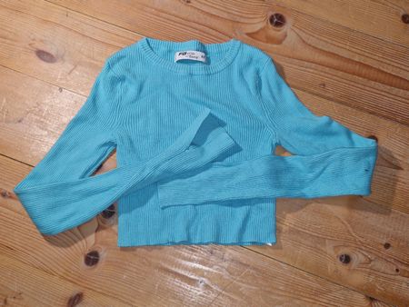 türkis cropped langarm shirt