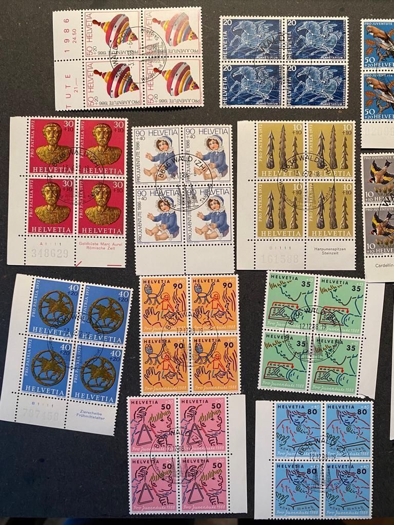 Alle Briefmarken: Los 40 4-er Blöcke Werbemarken Pro Juven – Neu (gemäss Beschreibung) aus Niederweningen von rimicanardo 2
