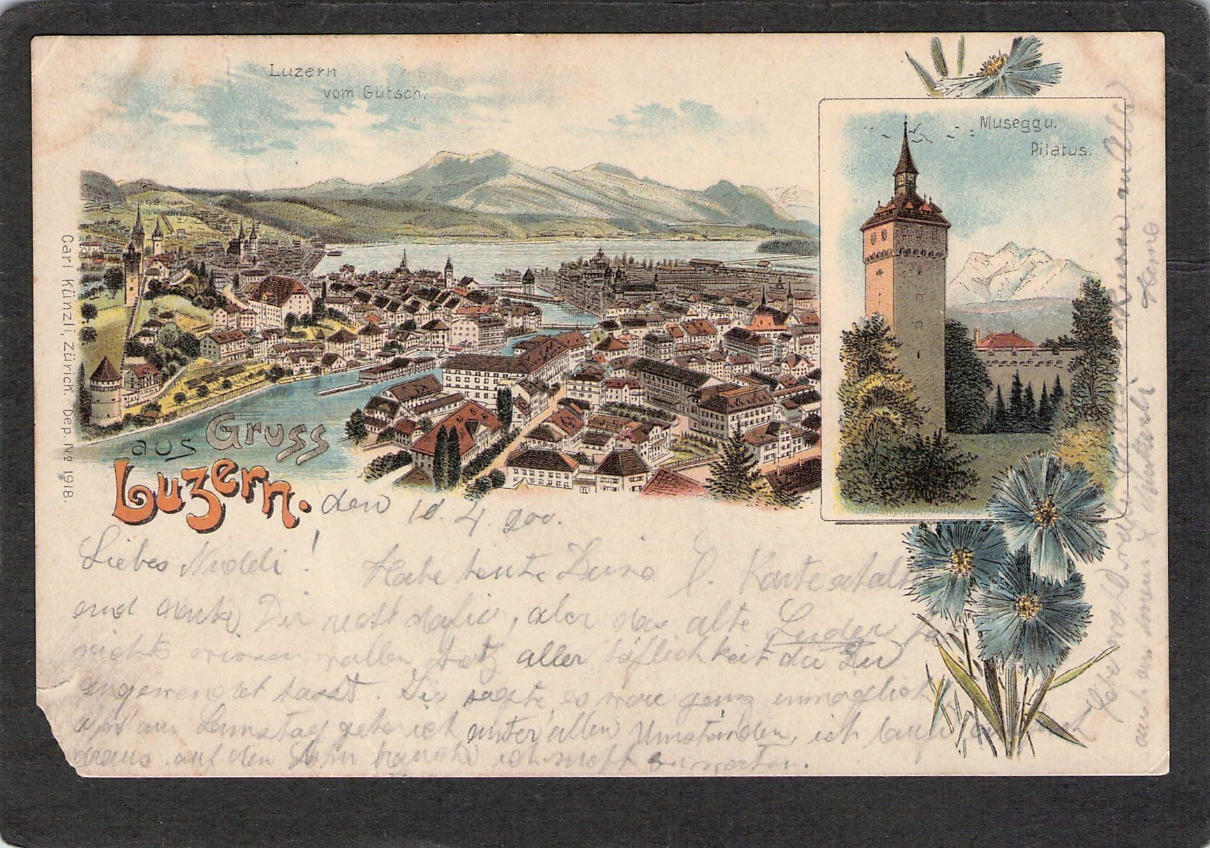 Ansichtskarten: .Litho Gruss aus Luzern , gel. 1900 – Gebraucht aus Reichenburg von Pipo-67
