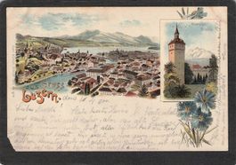 .Litho Gruss aus Luzern , gel. 1900