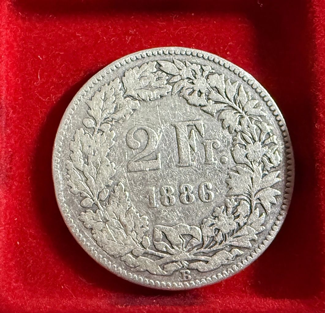 Alle Münzen: 2.00  Franken Stück 1886 - silber – Gebraucht aus Samedan von Gischpel25