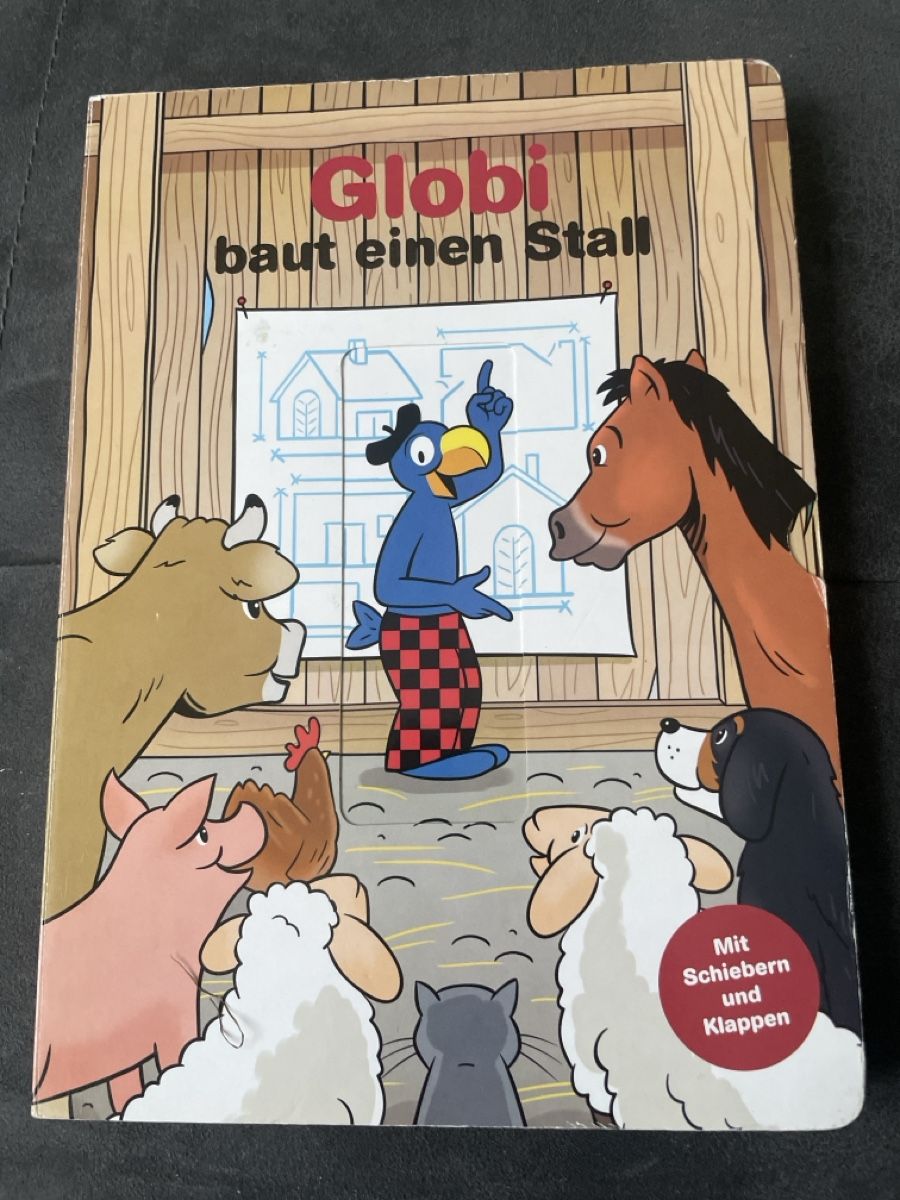 Bücher: Globi baut einen Stall - Kinderbuch mit Schiebern, Top! – Neu und originalverpackt aus Neuenkirch von balani