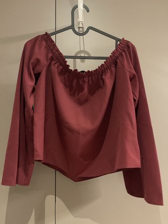 GUESS Bluse, Grösse S/36, Weinrot, schulterfrei