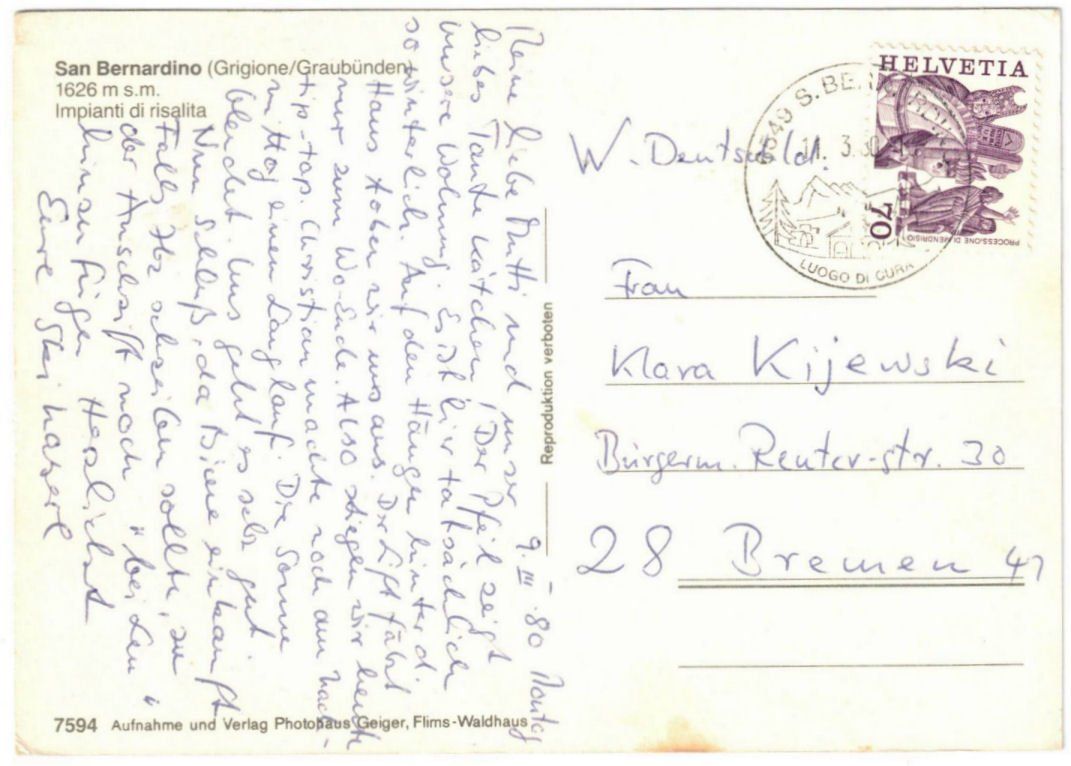 Cartoline postali: San Bernardino - Skilift – Usato da Binningen venduto da Mountainrider 1