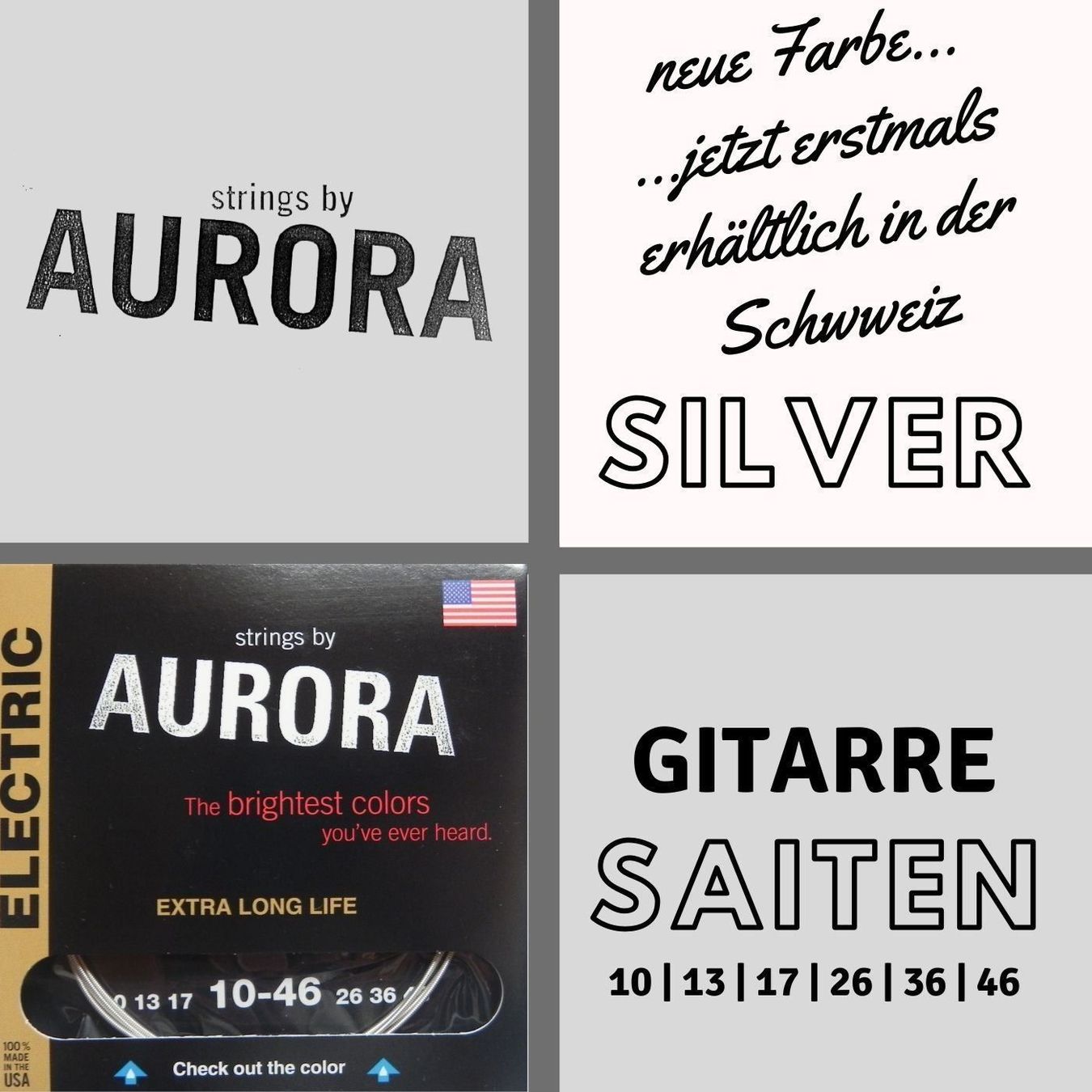 Instruments de musique: Aurora Premium E-Gitarrensaiten (10-46) – Neuf avec emballage d'origine à Grimisuat par musicgear.ch