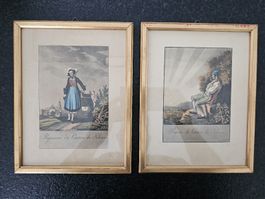 Antike Lithographie, Paysanne du Canton de Soleure, gerahmt