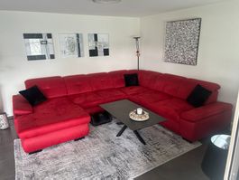 XXL Sofa-Wohnlandschaft AUSTIN Rot mit Sitzverteilung