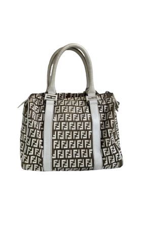 Sac à main Fendi - Toile marron & blanc - Bon état