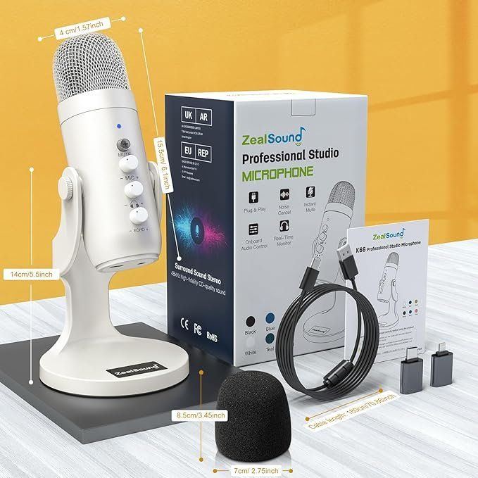 LENTION USB Mikrofon Mit RGB-Beleuchtung - Ideal Für Gaming, Streaming & Podcasts