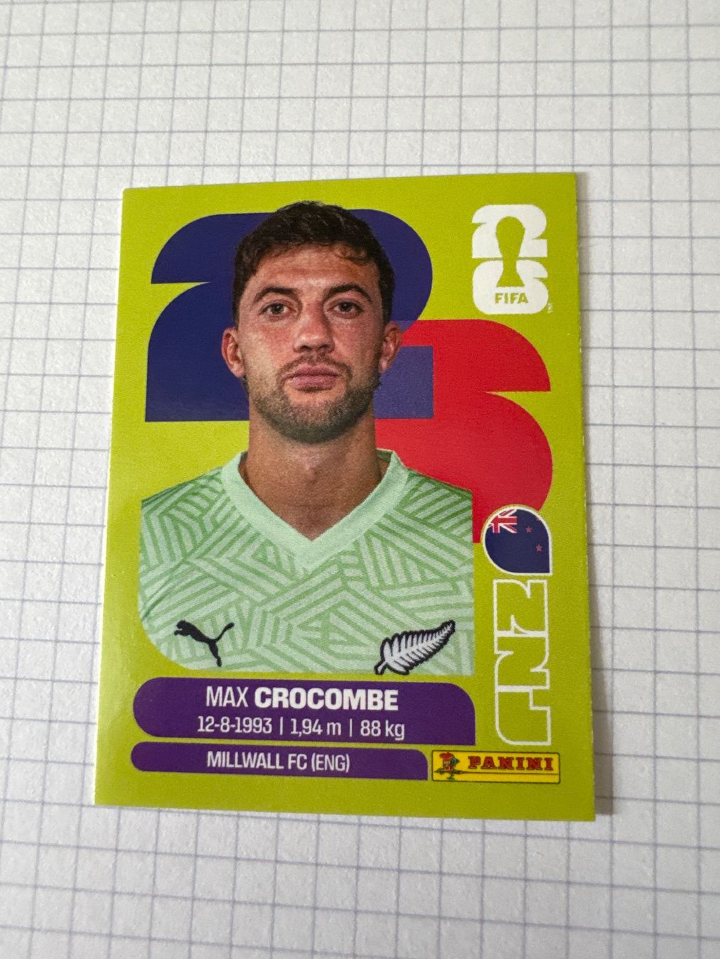 Panini Carte collezionabili: Panini Sticker WM 2026, NZL 2 Max Crocombe – Nuovo (secondo la descrizione) da Winterthur venduto da mathis-spielsteine