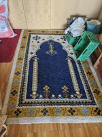 Tapis fait maison bleu et doré 137x200cm