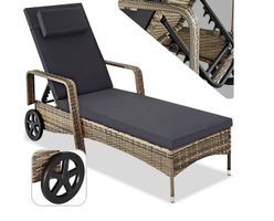 Rattan Sonnenliege natur/dunkelgrau widerstandsfähig, UV-be