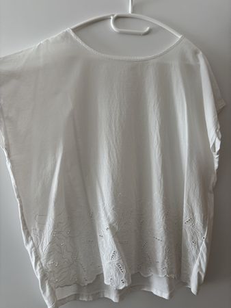 Blusenshirt Materialmix Gr. 46 weiss s.Oliver