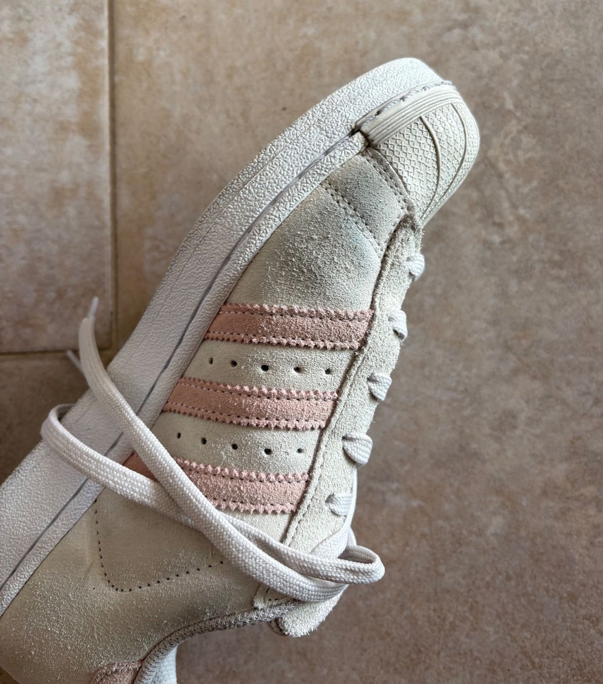 Adidas Scarpe da uomo: Adidas Superstar Gr. 38 2/3, Wildleder, beige mit rosa – Usato da Baden venduto da est_92cz 7