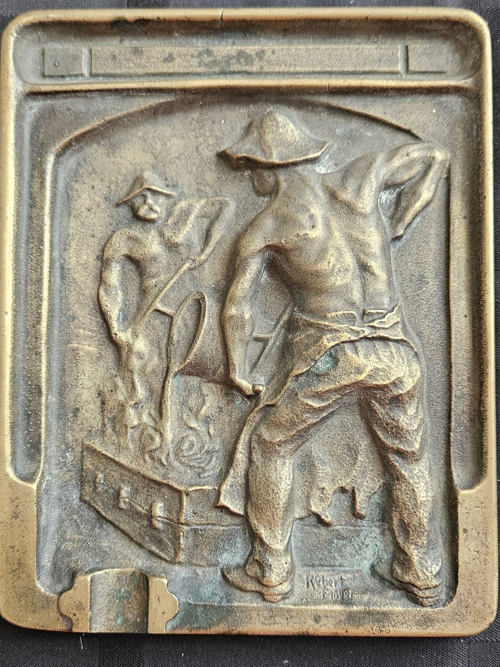 Sculture & Statue: Bronzen Relief Robert Müller ORIGINAL Die Eisengiesser Antik – Usato da Uttwil venduto da TG-Lupa