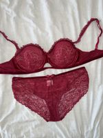 Romantischer BH Höschen Set 75C/M Bordeauxrot Spitze