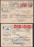 1898/1936 zwei R/Einzugsmandat Frankatur Einheiten ab 1.-