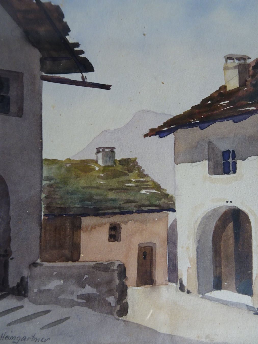 Gemälde: E.Heimgartner Dorfszene Schuls Graubünden Aquarell – Gebraucht aus Siebnen von niki61 3