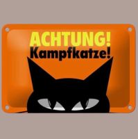 🔥 KAMPFKATZE ACHTUNG Katzen Blechschild 💛 12x18cm OVP 🔥