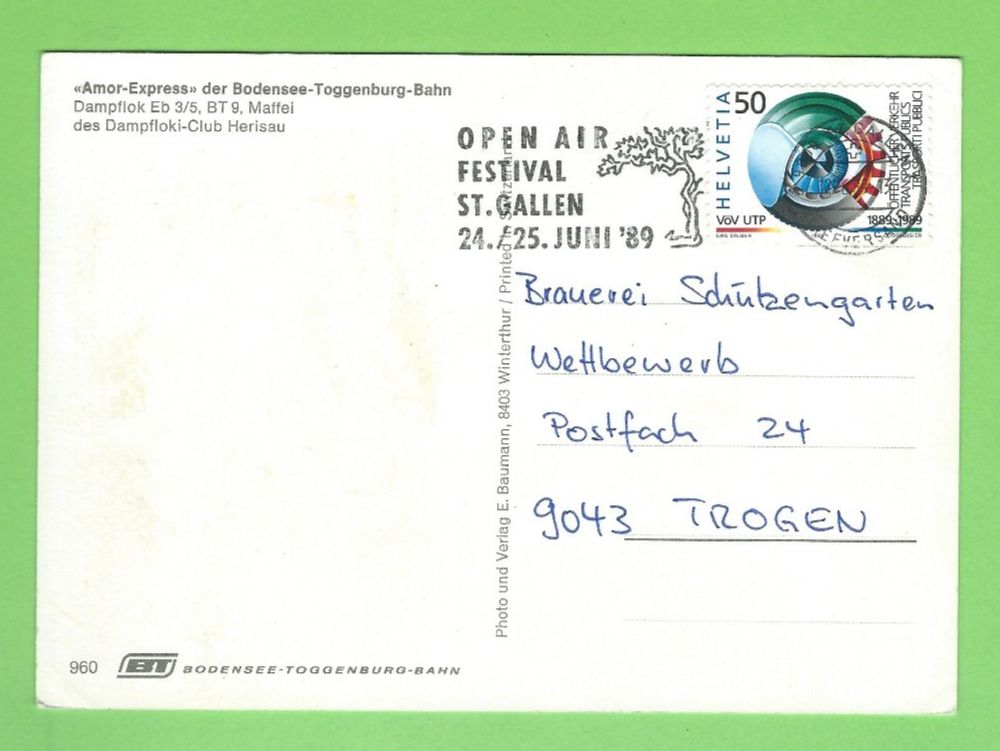Cartoline postali: "Amor-Express" BTB Dampflok – Usato da Zürich venduto da t24_de 1