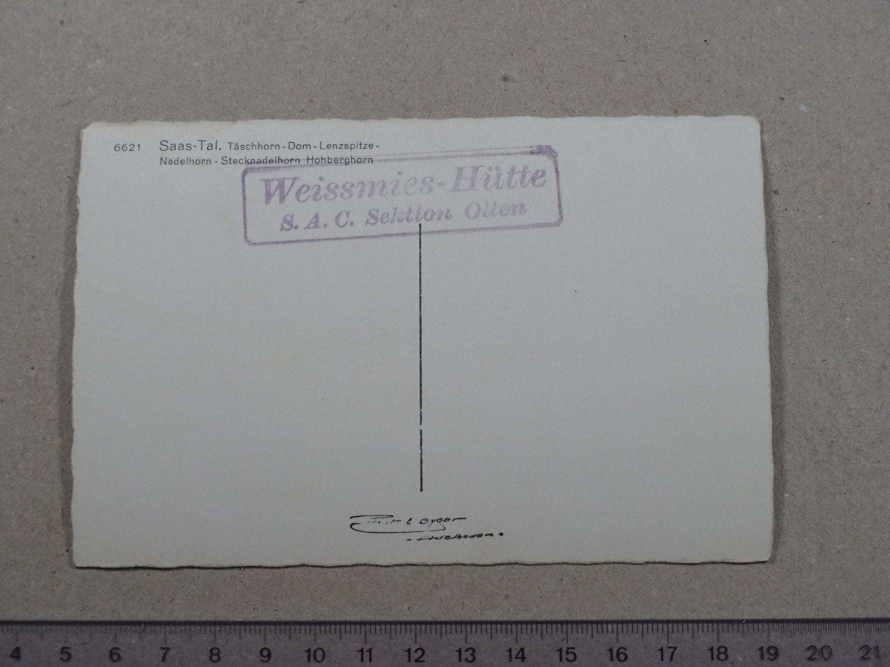 Cartoline postali: Saas-Tal, Stempel Weissmies Hütte – Usato da Lenzburg venduto da fh1 1