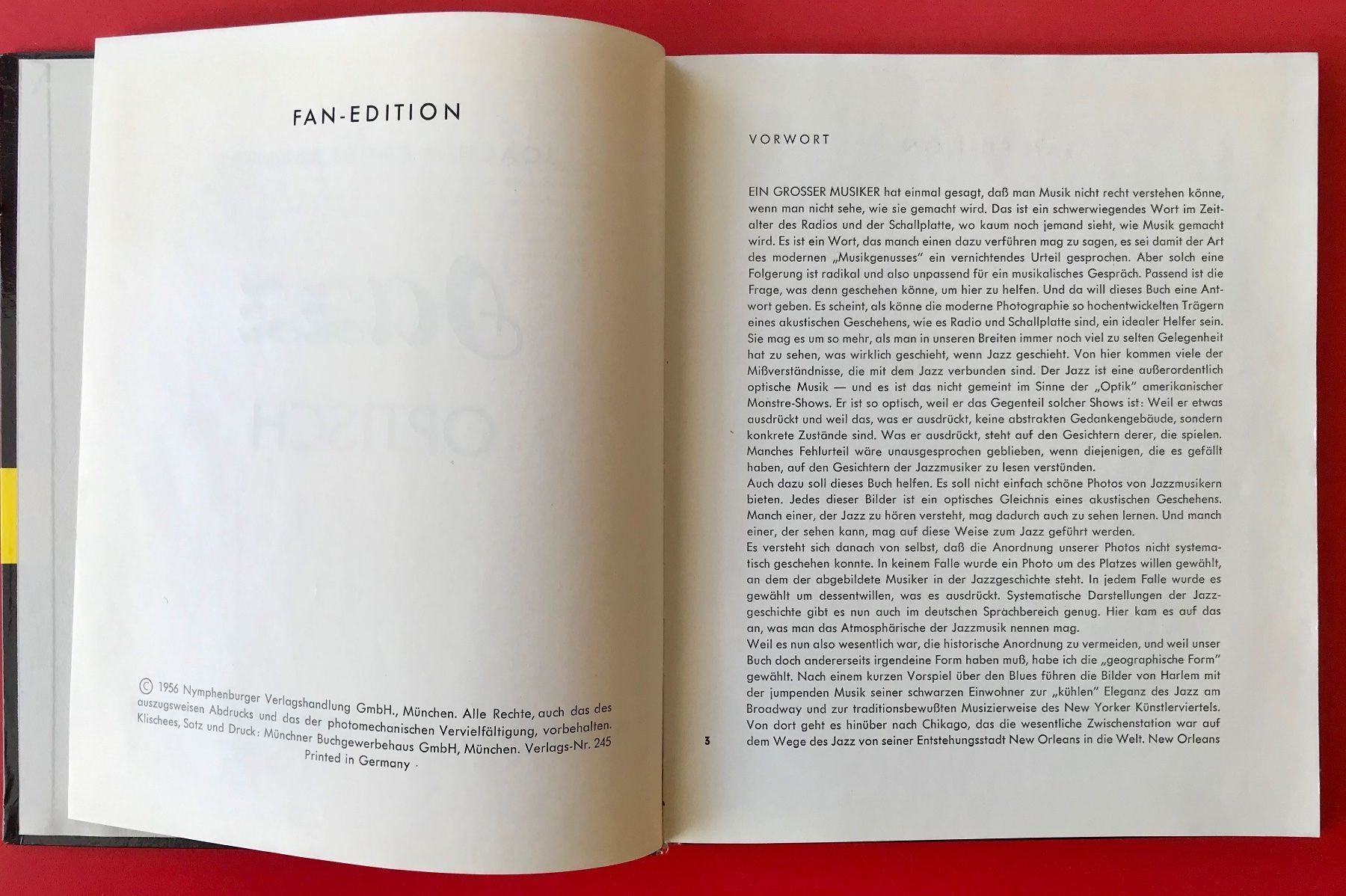 Bücher: JAZZ OPTISCH Fan Edition E.A.1956 – Gebraucht aus Zürich von EYEBOOKS 1