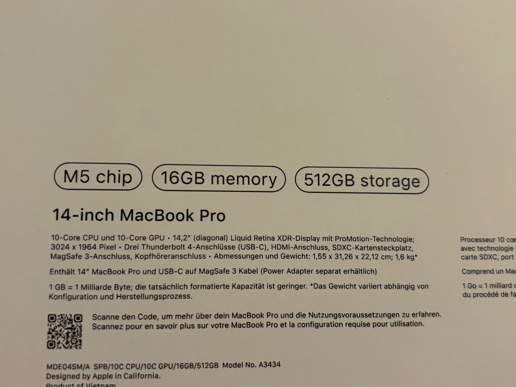 Apple Notebook: Apple MacBook Pro M5 16GB Ram 512GB SSD – Nuovo (secondo la descrizione) da Wallisellen venduto da Mbravo 5