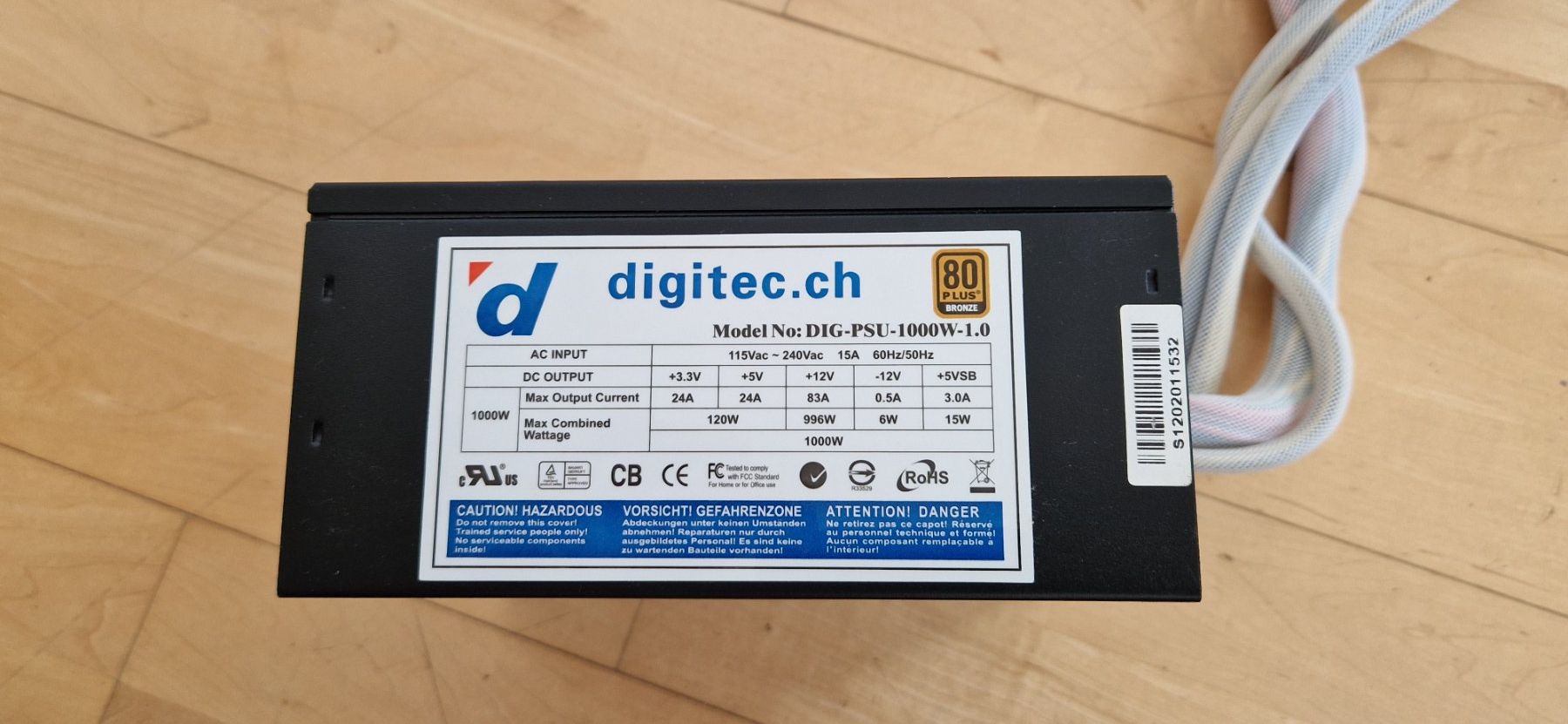 Componenti elettronici: 1000W Netzteil inkl. Kabel – Usato da Berneck venduto da bra_66zr 1
