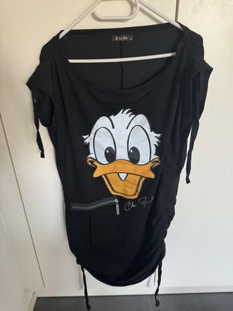Kleid Longshirt M schwarz Dagobert Duck Glitzer schwarz NEU