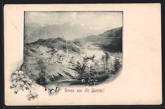Cartoline postali: St. Moritz, Gesamtansicht mit Umgebung a – Usato da Berlin venduto da bartko-reher