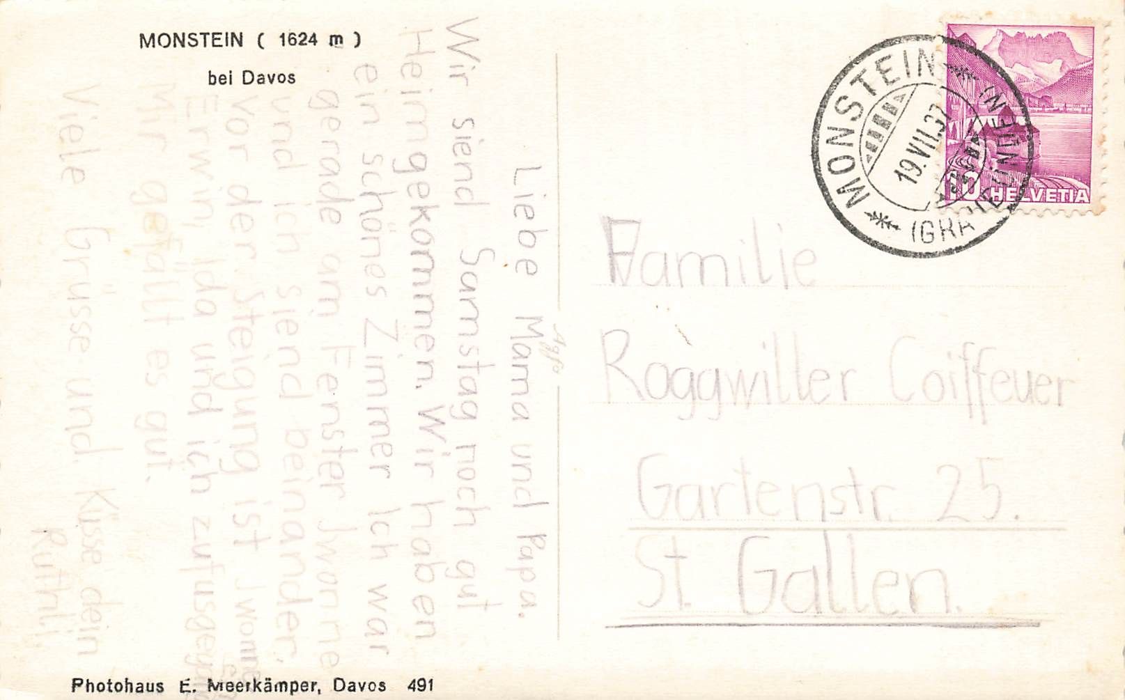 Cartoline postali: Monstein Davos – Usato da Biasca venduto da Blenio71 1