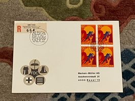 1 Erstagsbrief LI Einschreiben Viererblock 1968