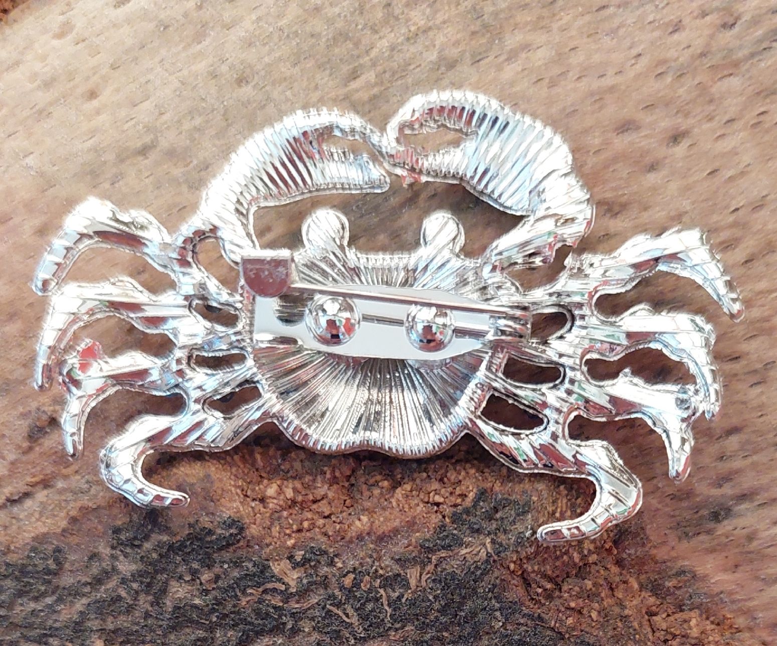 Spille & Fermagli: Brosche Krebs Krabbe mit Strass-Steinen, Silber-Blau – Usato da Oberwil BL venduto da Hunajakakku 3